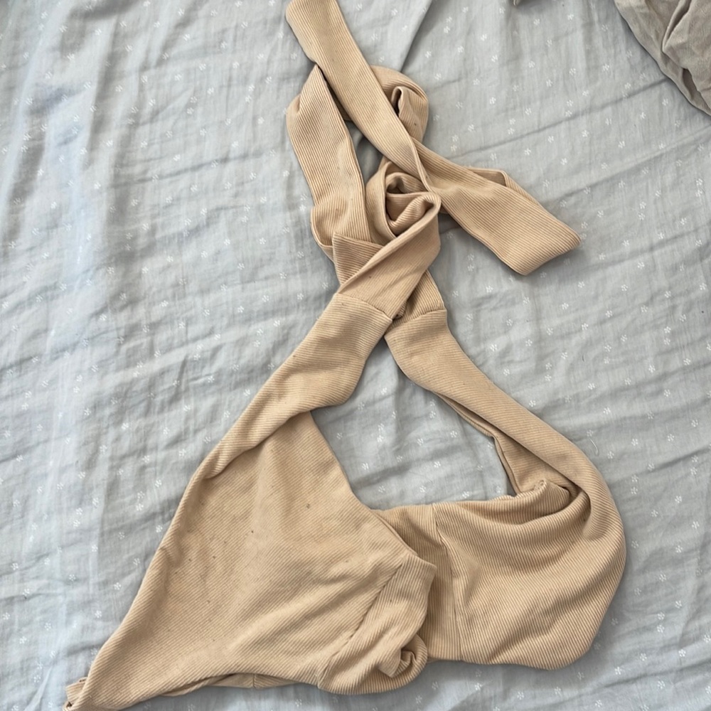 Wrap around cream tie top